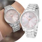 Relógio Feminino Analógico de Pulso Prata Rosé com Caixa e Pulseira de Aço Inoxidável à Prova D Água Luxo Fashion Elegante Casual Social Champion