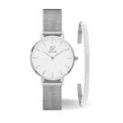 Relógio Feminino Analógico Prata Casual Minimalista 32mm + Bracelete New Port