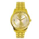 Relógio Feminino Analógico Tuguir 2132 Resistente à água 5 ATM Dourado Caixa em Metal Pulseira de Aço Visor Cristal Mineral Redondo Dobrável com
