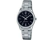 Relógio Feminino Casio Classico Analógico Pulseira Aço Inóx Resistemte Água Redondo Casual Prata LTP-V005D-1BUDF