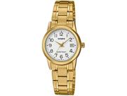 Relógio Feminino Casio Collection Pequeno Redondo Aço Inóx Resistente Água Moderno Casual Dourado LTP-V002G