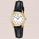 Relógio Feminino Casio LTP1154PQ7B Clássico Dourado Vintage Pulseira de couro Social