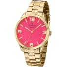 Relógio Feminino Champion Analógico Dourado Fundo Rosa Pink CN29892L