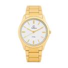 Relógio Feminino Champion Dourado Aço Inoxidável Mostrador Prata Original Resistente à Água CN21050H