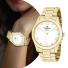 Relógio Feminino Champion Dourado e Branco Analógico de Pulso Movimento Quartzo Luxo Fashion Kit com Colar e Brinco Relógio Feminino Champion Dourado e Branco Analógico de Pulso Movimento Quartzo Luxo Fashion Kit com Colar e Brinco