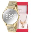 Relógio Feminino Champion Dourado Espelhado Digital CH40137B + Pulseira Berloques