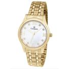 Relogio Feminino Champion Dourado Medio Com Strass Cor do fundo Prateado