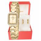 Relógio Feminino Champion Dourado Pequeno Luxo CF25465G + Brincos Relógio Feminino Champion Dourado Pequeno Luxo CF25465G + Brincos