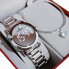 Relógio Feminino Champion Original Digital Prata Espelhado Led Branco Coração 064Q