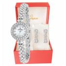 Relógio Feminino Champion Prata Pequeno Luxo CF25536Q + Brincos Relógio Feminino Champion Prata Pequeno Luxo CF25536Q + Brincos