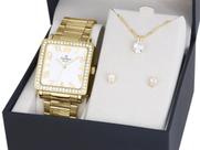 Relógio Feminino Champion Quadrado Dourado CN28786W