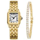 Relógio feminino CHEETAH com mostrador romano vintage dourado, conjunto 30M