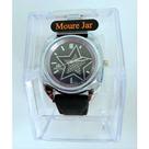 Relógio Feminino com pulseira de borracha preto e mostrador preto com estrela com brilhantes Relógio Feminino com pulseira de borracha preto e mostrador preto com estrela com brilhantes