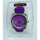 Relógio Feminino com pulseira de borracha roxo e mostrador roxo com estrela
