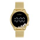 Relógio Feminino Condor Dourado LED Pulseira Mesh Ajustável Comd26aae