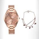 Relógio Feminino DHP Resistente À Água + Pulseira Luxo Cor:Rose Relógio Feminino DHP Resistente À Água + Pulseira Luxo Cor:Rose