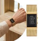Relógio Feminino Digital Dourado com Caixa e Pulseira de Aço Inoxidável Resistente à Água Quadrado Fashion Luxo Elegante Euro