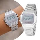 Relógio Feminino Digital Prata de Pulso Retrô Vintage com Pulseira de Aço Inoxidável à Prova D Água Fashion Cosmos
