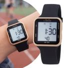 Relógio Feminino Digital Preto Rosé de Pulso Quadrado com Pulseira de Silicone à Prova D Água Esportivo Casual Fashion Cosmos