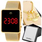 Relógio Feminino Digital Quadrado Dourado Pequeno Pulseira Silicone Luxo Atacado