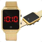 relogio feminino digital qualidade banhado aço inox premium original social led casual pulseira ajustável presente