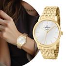 Relógio Feminino Dourado Analógico de Pulso Movimento Quartzo com Pulseira e Caixa de Aço Inoxidável Social Casual Luxo Fashion Elegante Champion