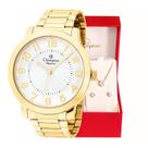 Relógio Feminino Dourado Champion Elegance CN25118W Prova D Agua + Colar e Brincos