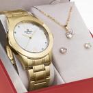 Relogio Feminino dourado com semi jóias luxo com garantia