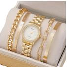 Relógio Feminino Dourado Minimalista Grealy + Kit Pulseiras