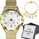relogio feminino dourado prova dagua + caixa presente social moda qualidade premium redondo delicado