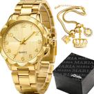 Relogio Feminino Dourado + Pulseira + Caixa moda folheado Qualidade premium ouro presente analogico original casual 18k Relogio Feminino Dourado + Pulseira + Caixa moda folheado Qualidade premium ouro presente analogico original casual 18k
