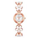 Relógio Feminino Dourado Pulseira Com Pedras Flor Analógico