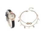 Relógio Feminino Dourado Pulseira Em Material Sintético Kit