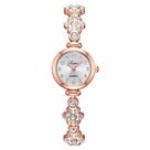 Relógio Feminino Dourado Quartz Pulseira Com Pedras E Flor