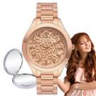 Relógio Feminino Euro Analógico Redondo Metal Prova Dágua 5 ATM Fashion Rose Gold EU2036YTW/4J + Espelho de Bolsa