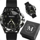 Relogio Feminino Inox Silicone Prova Dagua Preto + Caixa moda ajustavel strass inoxidavel original social