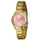 Relógio Feminino Lince Dourado Rosa com Strass LRGJ153L28