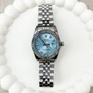 Relógio feminino luxo date just azul e prata 31mm - estilo e elegância