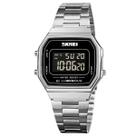 Relógio feminino masculino digital discreto prata dourado skmei 1647