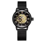 Relógio Feminino MG.Orkina Preto Automático Pulseira Malha Aço