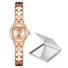 Relógio Feminino Mini Dourado Rosé Analógico Com Espelho