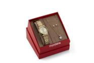 Relógio feminino Mondaine Dourado Colar e Brincos