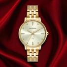 Relógio Feminino Mondaine Dourado Com Kit Colar e Brincos Ponto De Luz Original Com Garantia De 12 Meses