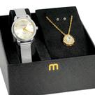 Relógio Feminino Mondaine Prata Kit Colar e Brincos