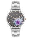 Relógio feminino Nine West com pulseira com mostrador floral com detalhes em cristal