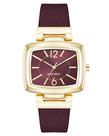 Relógio feminino Nine West com pulseira Saffiano em tom dourado bordô
