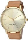 Relógio feminino Nine West em tom dourado com pulseira cor de caramelo