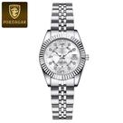 Relógio Feminino Poedagar Luxo Aço Inox Fundo Branco Bracelete