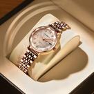 Relógio Feminino Poedagar Ouro Rosê Luxo Aço Inox Bracelete