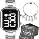 relogio feminino prata digital + caixa + pulseira delicada qualidade premium casual original edição limitada presente